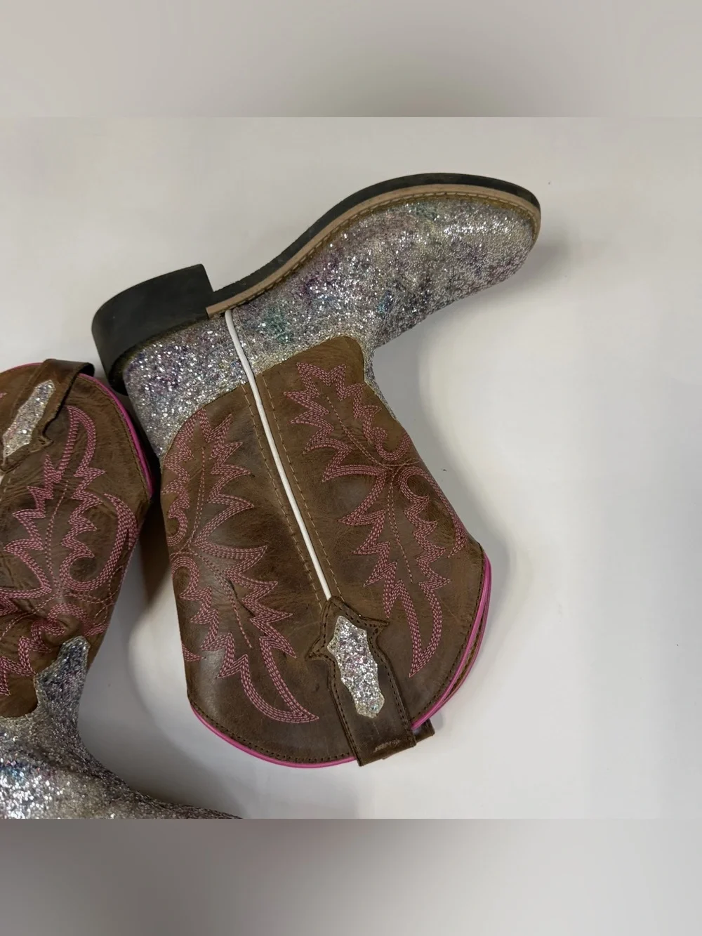 Smoky Mountain Boots Little Girls Size 13.5 Cowboy Boots Glitter Sparkle Brown